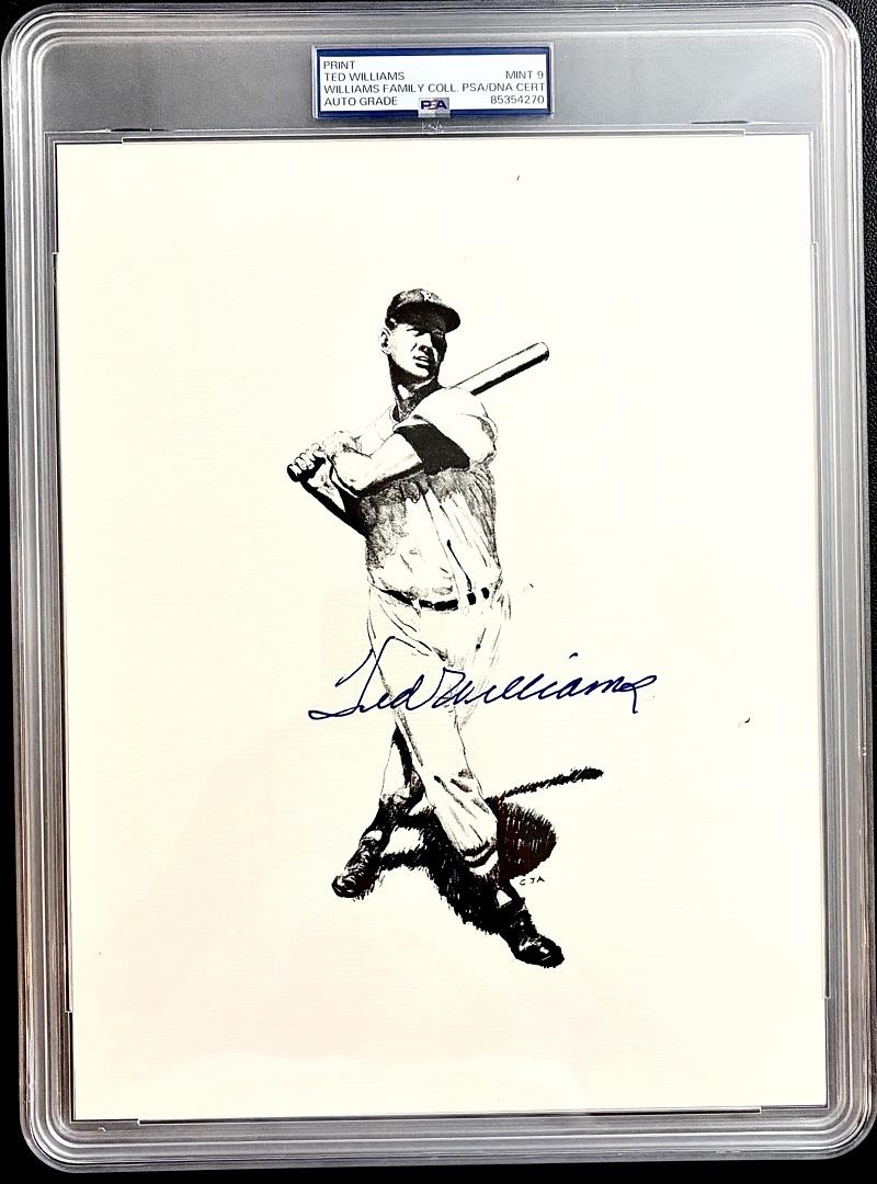 Ted Williams (Red Sox) signed 8.5x11 Print Graded Mint 9 - PSA Encapsulated